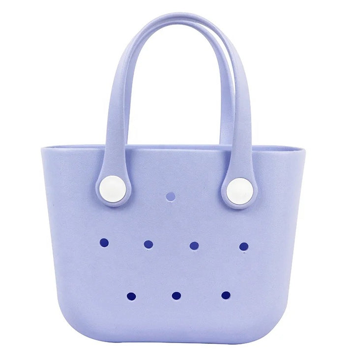 Custom Durable Silicone Waterproof Beach Tote Hues Color Handbag with  Innerbag and Sunny-flower handles plus Silicone Charms.