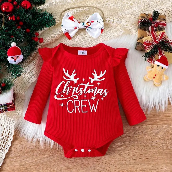 Baby first time Christmas long sleeve onesie dress jumpsuit