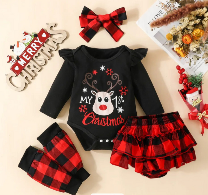 Baby first time Christmas long sleeve onesie dress jumpsuit