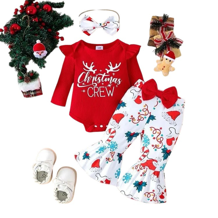 Baby first time Christmas long sleeve onesie dress jumpsuit