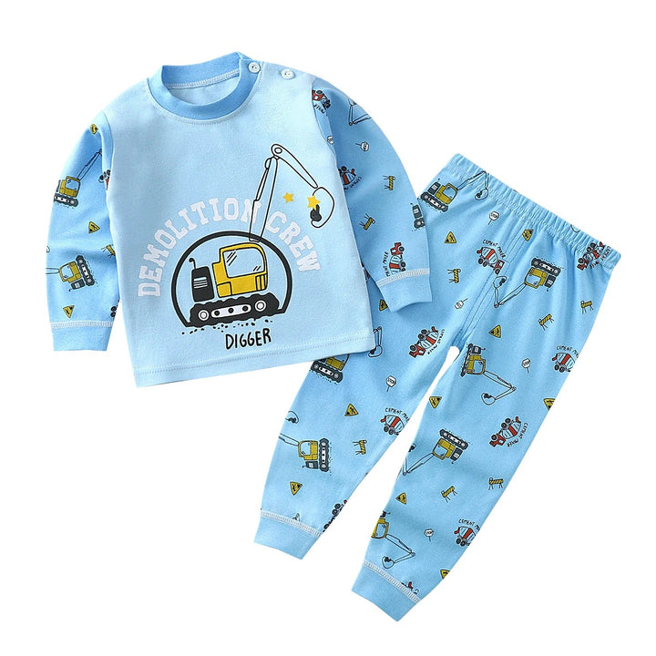 Kids Cartoon Long Sleeve Soft Pijamas for All Season