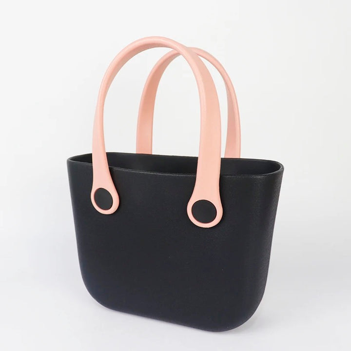 Custom Durable Silicone Waterproof Beach Tote Hues Color Handbag with  Innerbag and Sunny-flower handles plus Silicone Charms.