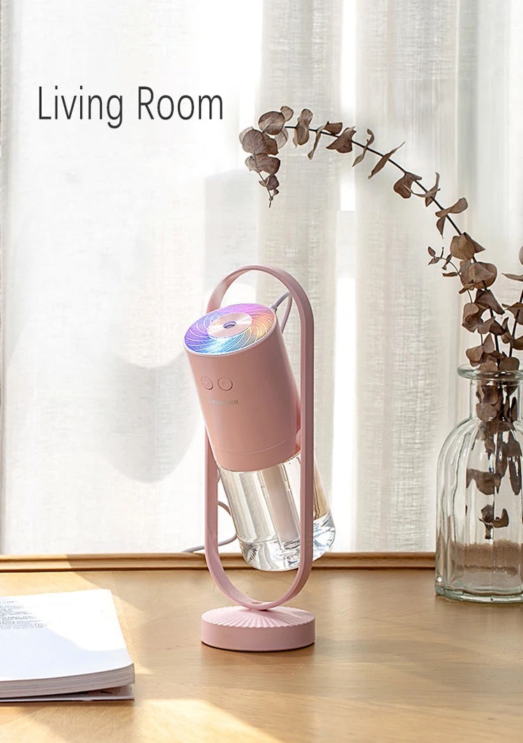 Humidificador ultrasónico Cool Mist USB Mini sombra mágica portátil de 200 ml con luz nocturna de 7 colores para habitación de niños