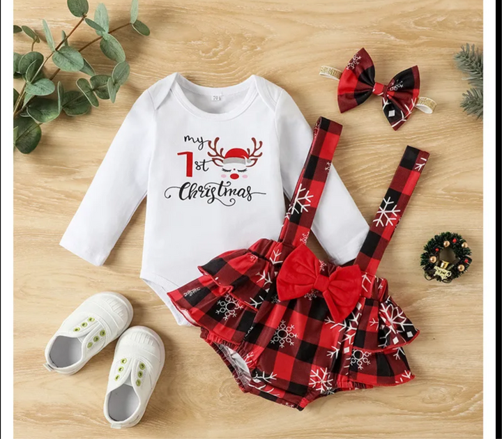 Baby first time Christmas long sleeve onesie dress jumpsuit