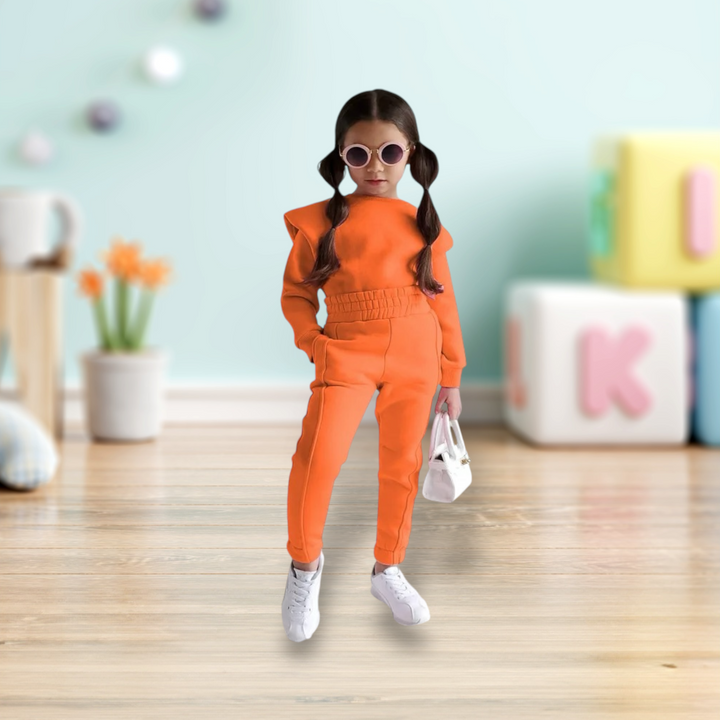 Girls Crew-Neck Sweatsuit Set