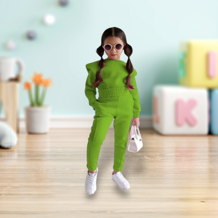 Girls Crew-Neck Sweatsuit Set