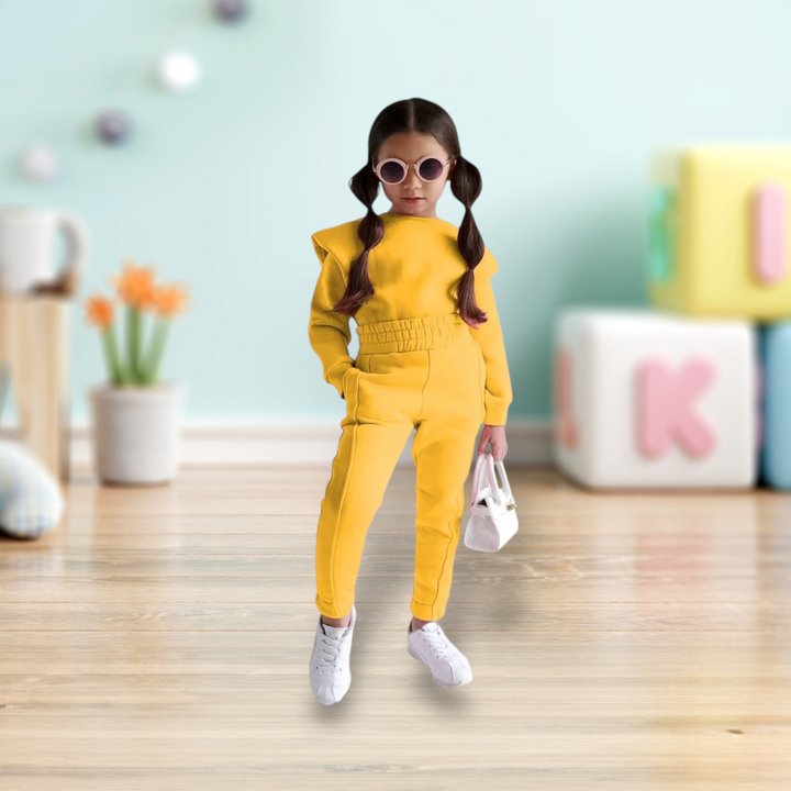 Girls Crew-Neck Sweatsuit Set