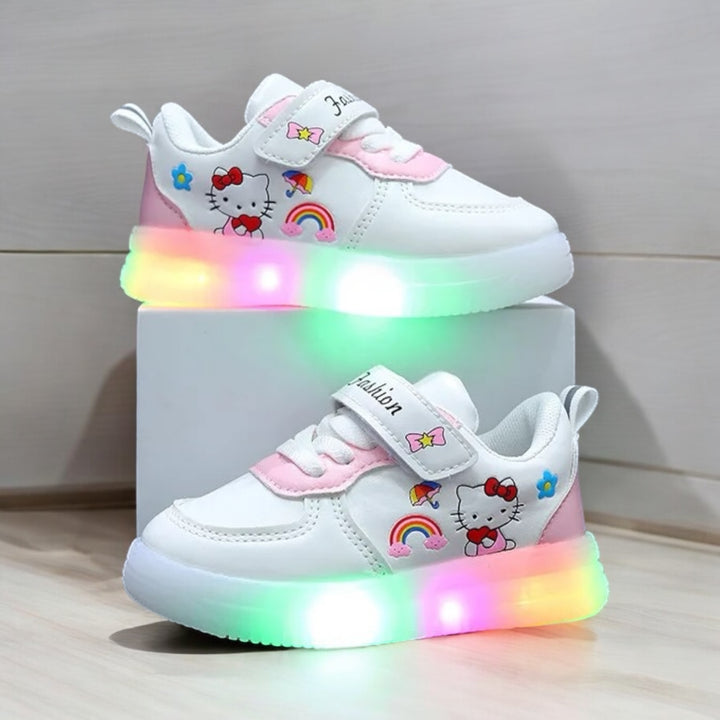 Baby Girl Kitty Cat Cartoon Luminescence Casual Sport Shoes