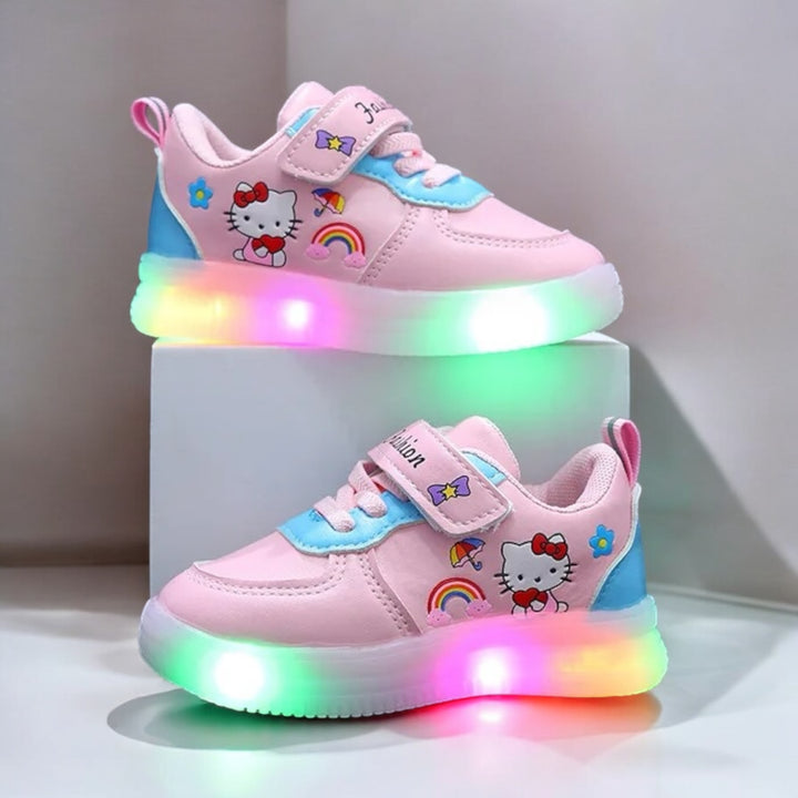 Baby Girl Kitty Cat Cartoon Luminescence Casual Sport Shoes