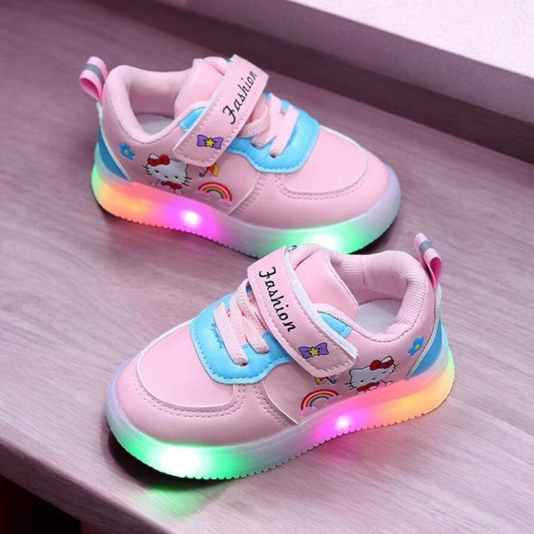 Baby Girl Kitty Cat Cartoon Luminescence Casual Sport Shoes