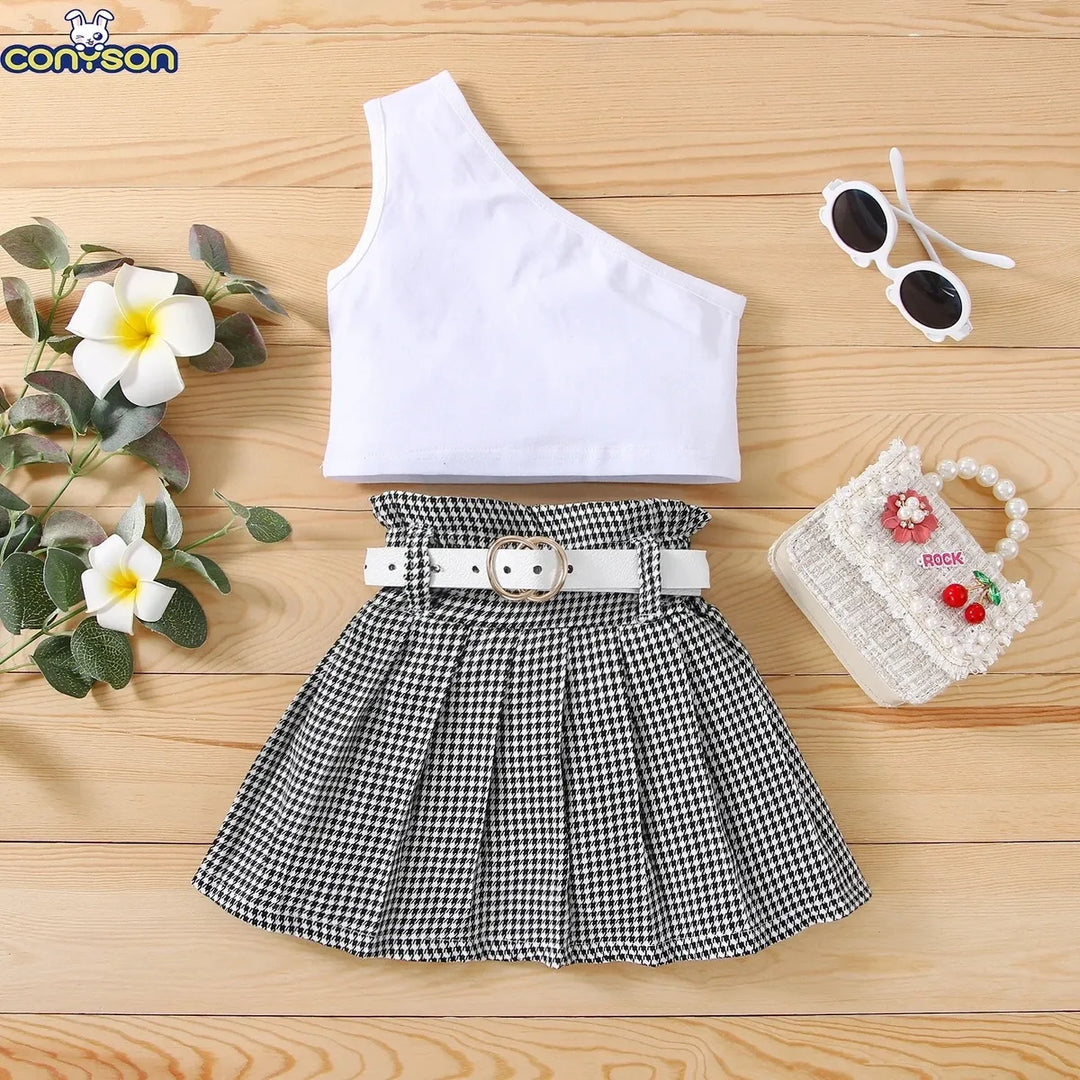 A-line Sleeveless Top & Ruffled Skirt Set for Girls