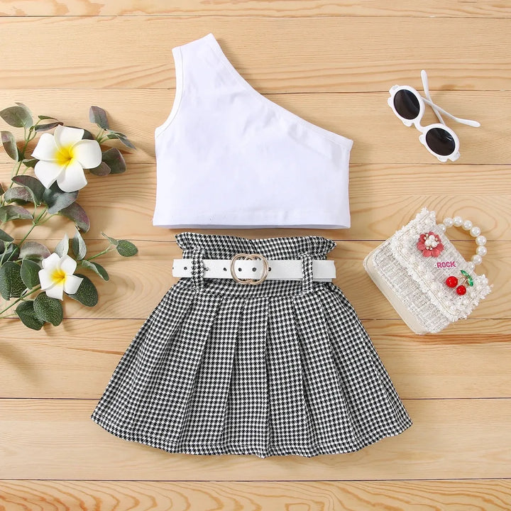 A-line Sleeveless Top & Ruffled Skirt Set for Girls