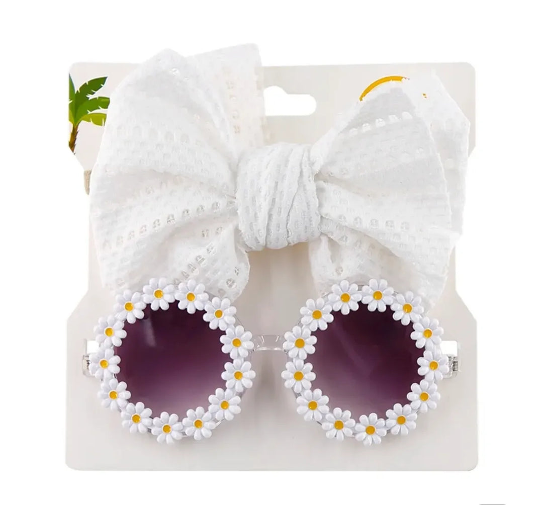 Daisy Flower Sunglasses With Elastic Nylon Baby HeadBand