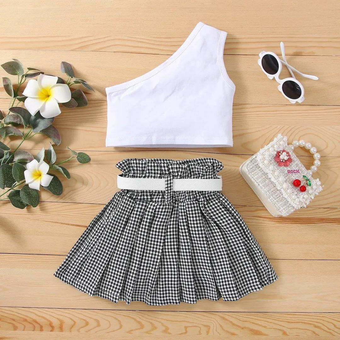 A-line Sleeveless Top & Ruffled Skirt Set for Girls