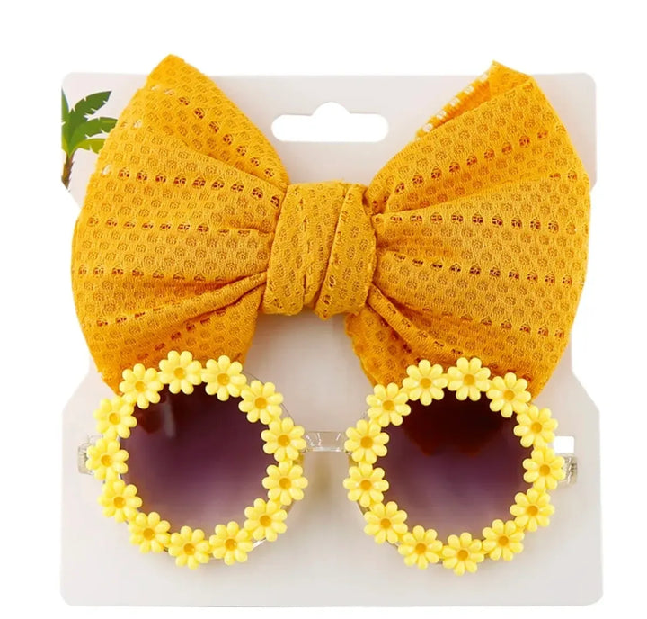 Daisy Flower Sunglasses With Elastic Nylon Baby HeadBand