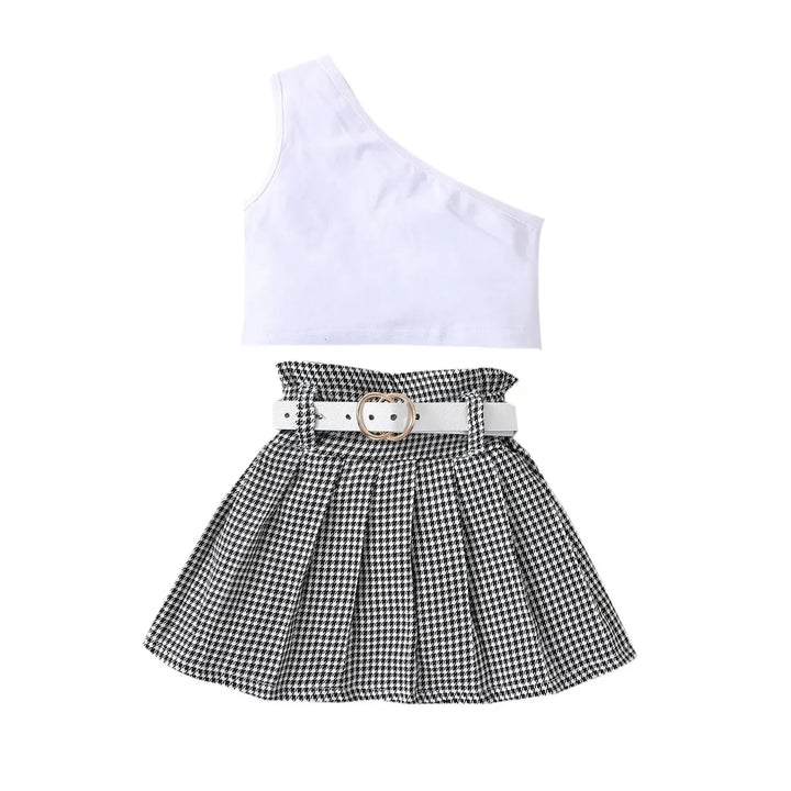 A-line Sleeveless Top & Ruffled Skirt Set for Girls